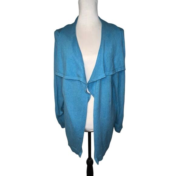 Lands End Women’s 2X open hook eye cape cardigan cotton cashmere sweater Y2K - Picture 1 of 12